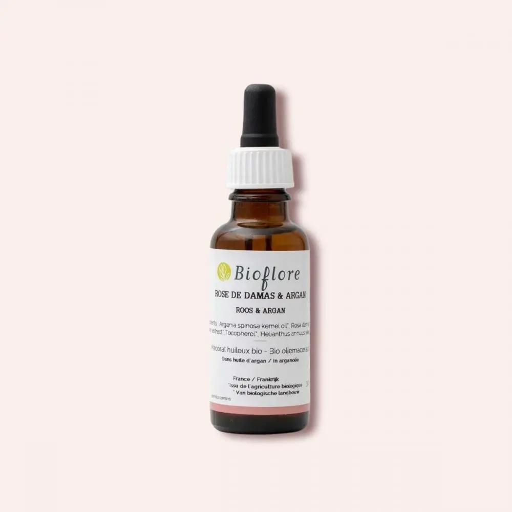 Macérat de Rose de Damas dans l’Huile d’Argan Bio – Bioflore (30 ml)