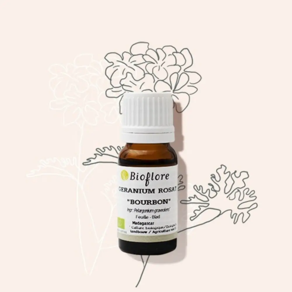 Huile essentielle de Géranium Rosat Bourbon Bio – Bioflore (10 ml)